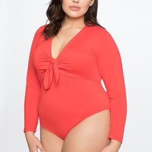 Eloquii Tie Front Bodysuit